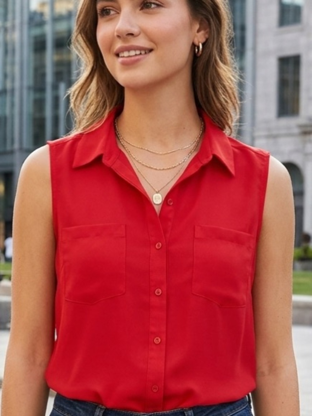 Apt. 9 Sleeveless Red Button-Up Camisole